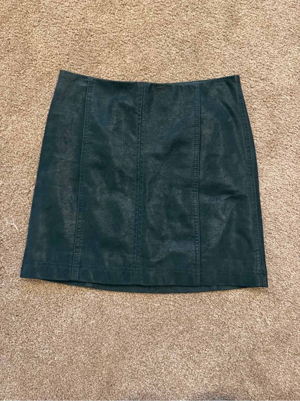 Free People Emerald Faux Leather Mini Skirt